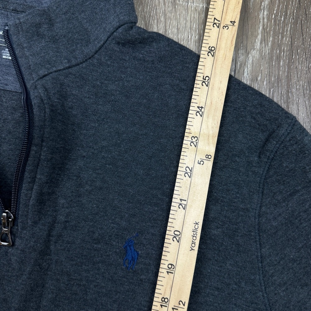 Polo Ralph Lauren Mens Large Charcoal Gray Quarter Zip Pullover Sweatshirt Pony - Picture 7 of 8